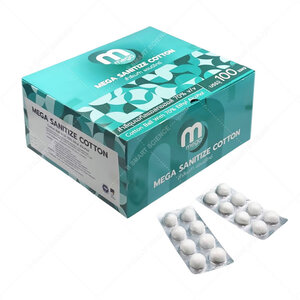 สำลีก้อนชุบแอลกอฮอล์70% 100 แผง/กล่อง (แผงละ 8 ก้อน)