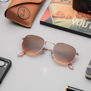 RayBan RB3548N 9069A5 Hexagonal Pink Gradient Brown 51mm
