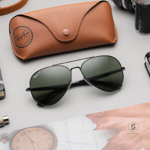 Ray Ban RB3675 002/58 Black / Green Polarized