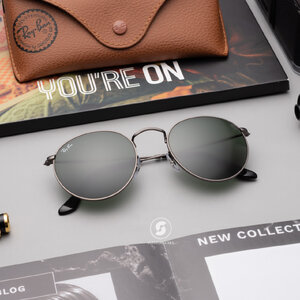 Ray-Ban RB3447 029 Round metal Gunmetal frame G-15 lenses