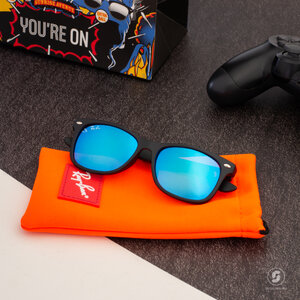 Ray Ban RJ9052SF 100S55 MATTE BLACK Blue Mirror