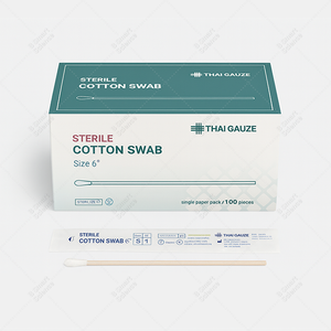 ไม้พันสำลีปลอดเชื้อ / Sterile Cotton Swab (100 ก้าน/กล่อง)