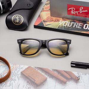 Ray Ban Wayfarer RB2140F 901/R6 Black Yellow Classic