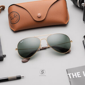 Ray Ban Aviator RB3558 001/71 G-15 Gold frame