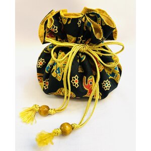 ถุงฟักทอง ฟรุ้งฟริ้ง ลายช้าง สำหรับเก็บเครื่องประดับ กิ๊บเก๋ งานปราณีต ใช้งานได้จริง