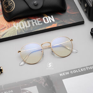 RayBan Round Metal RB3447 9196BL photo grey/blue light filter