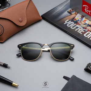 Ray-Ban RB3716 187 Clubmaster Metal Gold Top Black