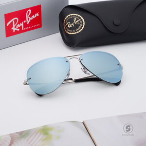 Ray Ban RB3449 003/30 Aviator Rimless Silver