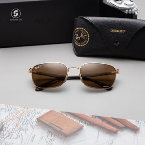 Ray Ban RB3684CH 001/AN Gold Brown Chromance Polarized