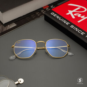 RayBan Hexagonal RB3548 9196BF Clear/Blue Light Filter