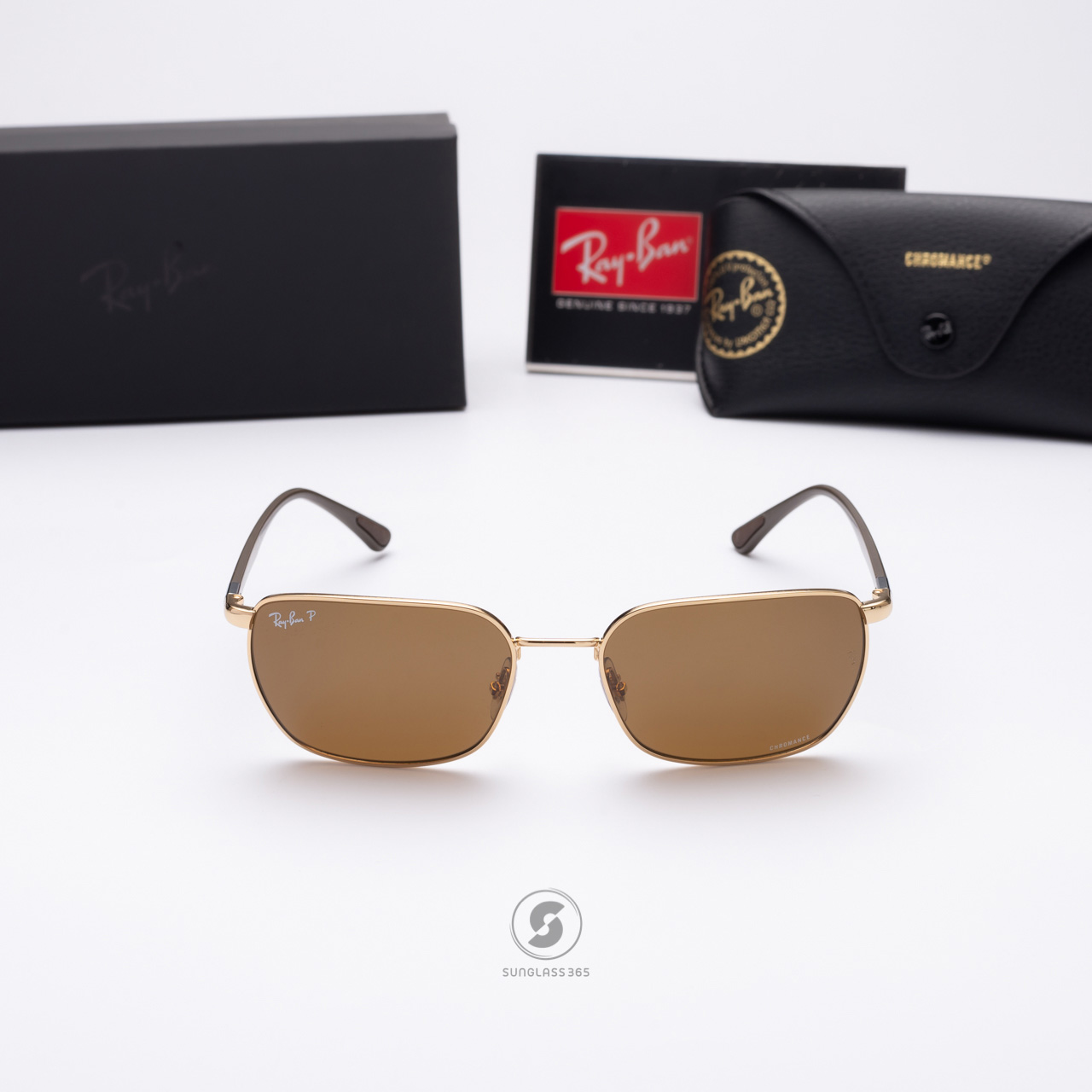 Ray Ban RB3684CH 001/AN Gold Brown Chromance Polarized