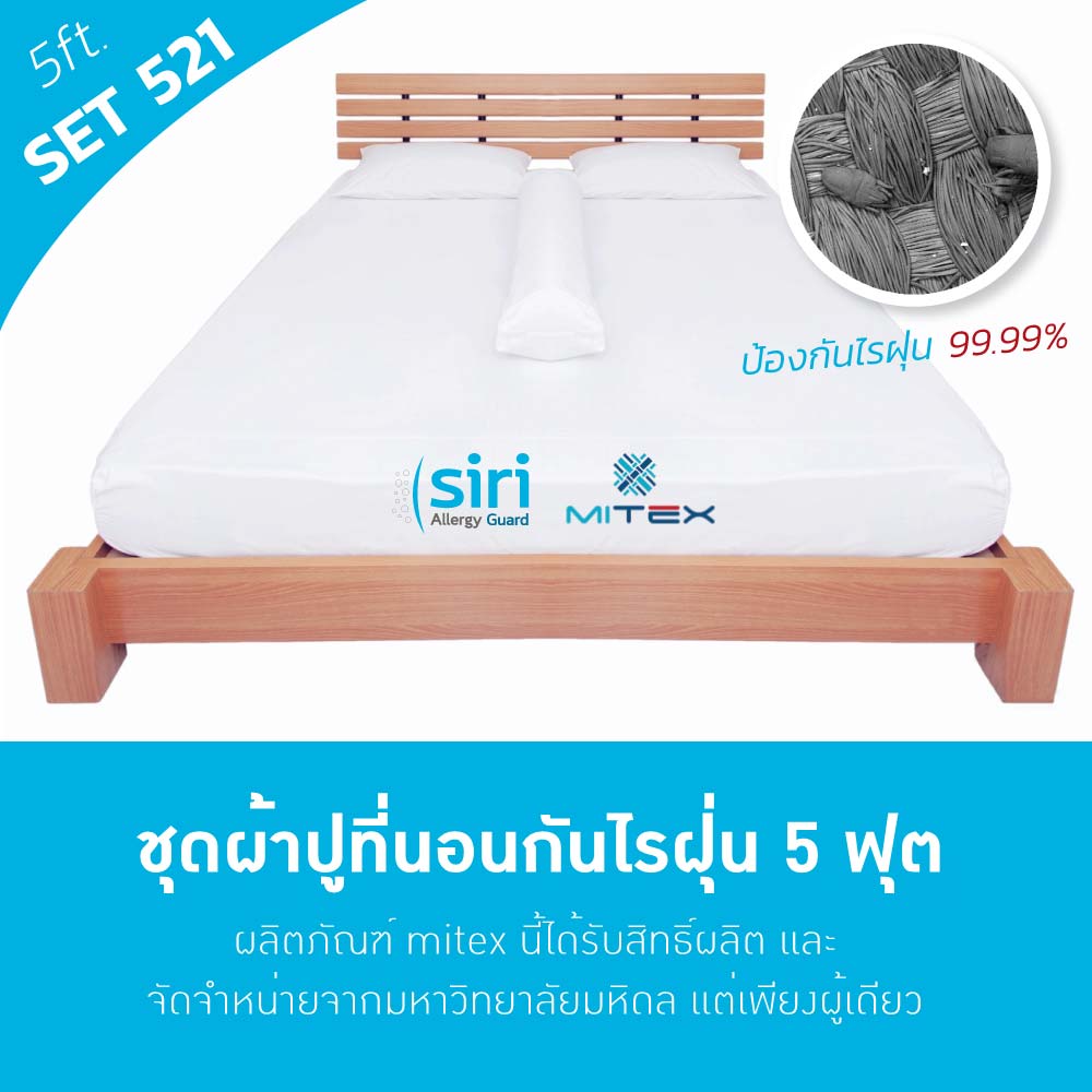 ผ้าปูที่นอนกันไรฝุ่น 5 ฟุต(521) Medium Set