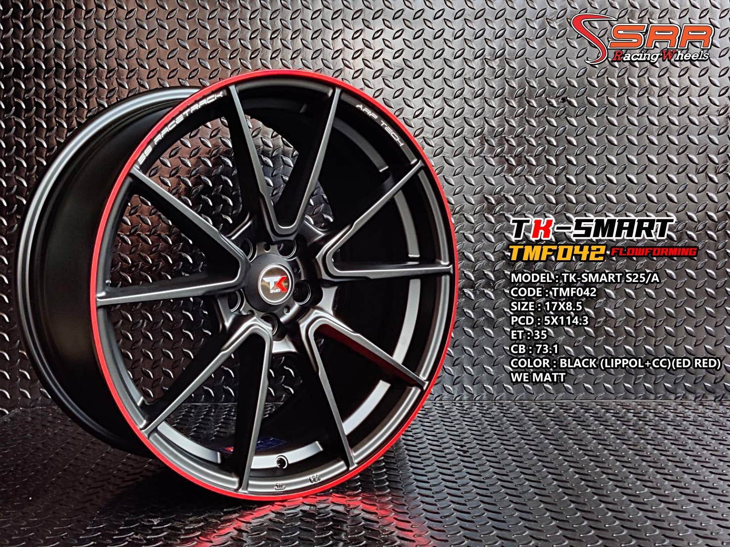 TMF042 17X8.5 5X114.3 35 73.1 BLACK (LIPPOL+CC)(ED RED) WEMATT