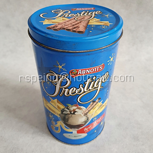 กระป๋องขนมเวฟอร์ Arnott's Prestige สีฟ้า