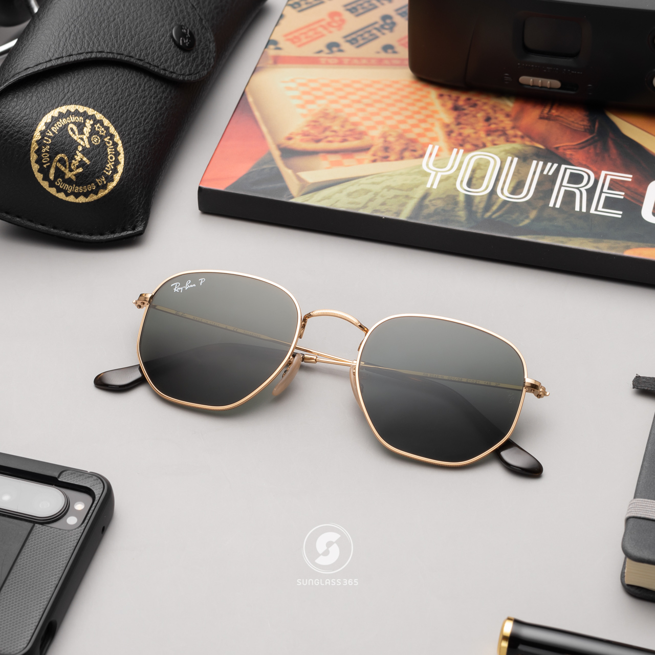 RayBan RB3548N 001/58 hexagonal Green Polarized