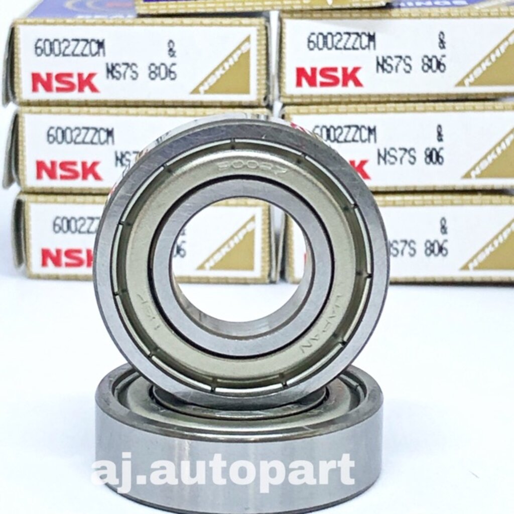 ลูกปืนเม็ดกลม NSK 6002 ZZ NSK ฝาเหล็ก ขนาด รูใน 15มิล นอก 32มิล หนา 9 มิล (15 x 32 x 9 mm)