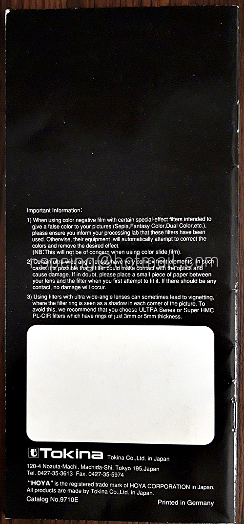 โบรชัวร์ HOYA : Filters for Imaging (ภาษาอังกฤษ)