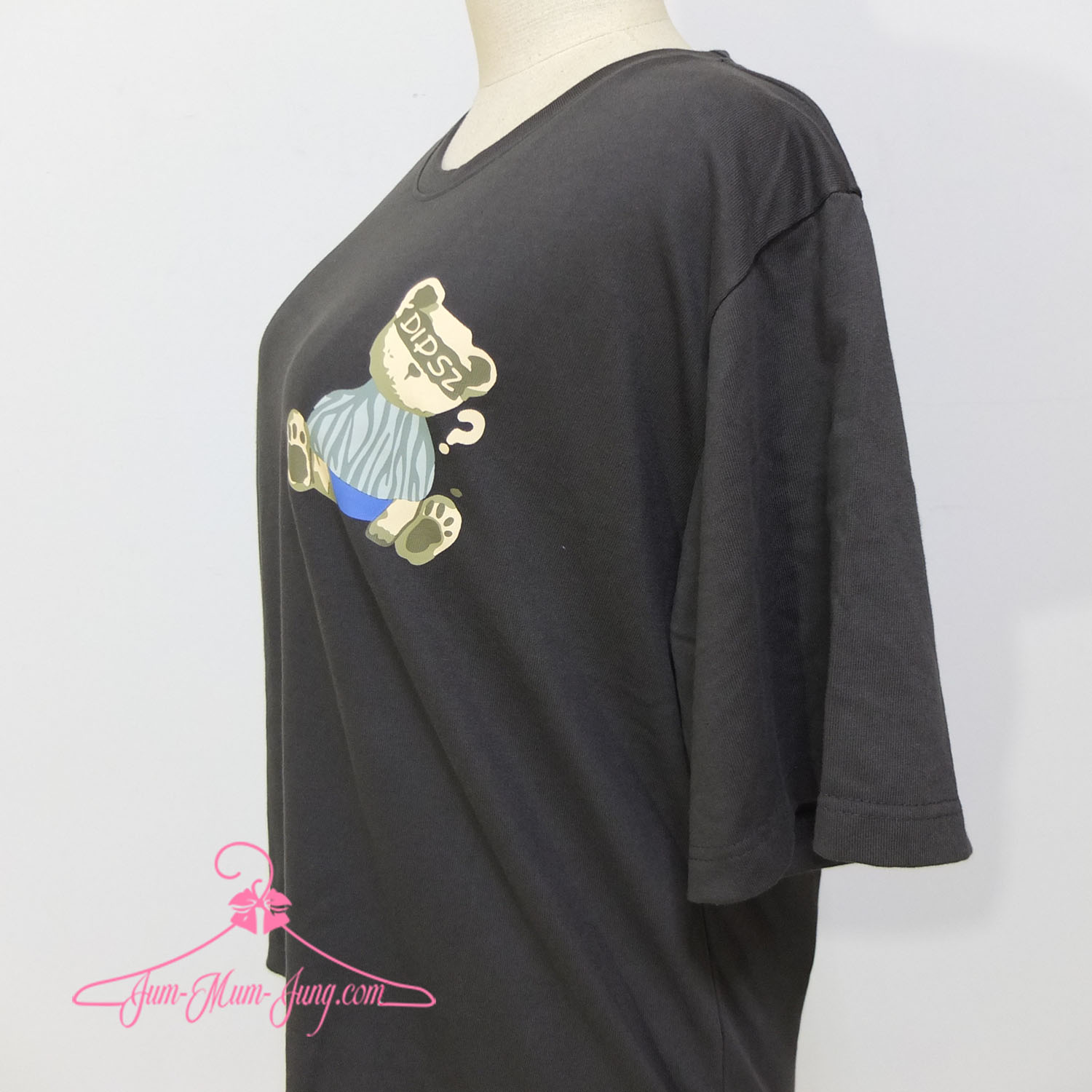 *อก50-52นิ้ว*เสื้อคนอ้วนผ้าcottonสีเทาสกรีนลายหมีหน้า/หลัง สวยเก๋น่ารักมากๆค่ะ