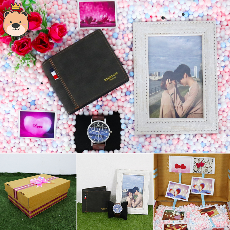 ของขวัญให้แฟนหนุ่ม ของขวัญผู้ชาย เซ็ตเซอร์ไพรส์อัดเม็ดโฟมเต็มกล่อง (กระเป๋า+นาฬิกา+กรอบรูป) ****ได้ของตามแบบที่ลูกค้าเลือก****