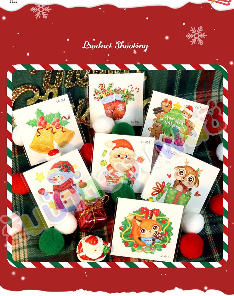 แทททูคริสต์มาส แทททูลายวันคริสต์มาสสำหรับตกแต่งผิว Christmas Tattoo