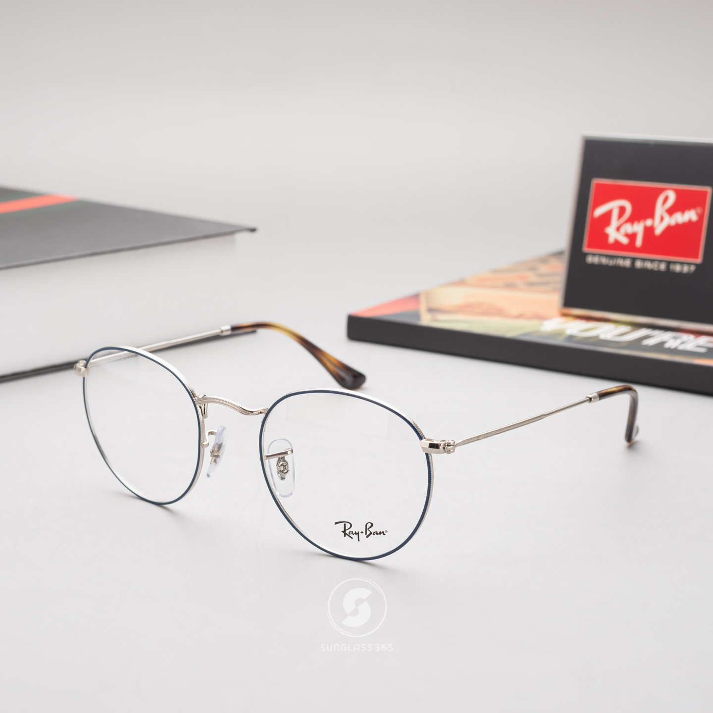 Ray-Ban RX3447V 2970 SILVER ON TOP BLUE
