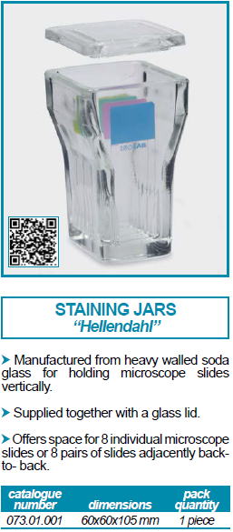 โถแก้วย้อมสไลด์ STAINING JAR - HELLENDAL - GLASS - ISOLAB