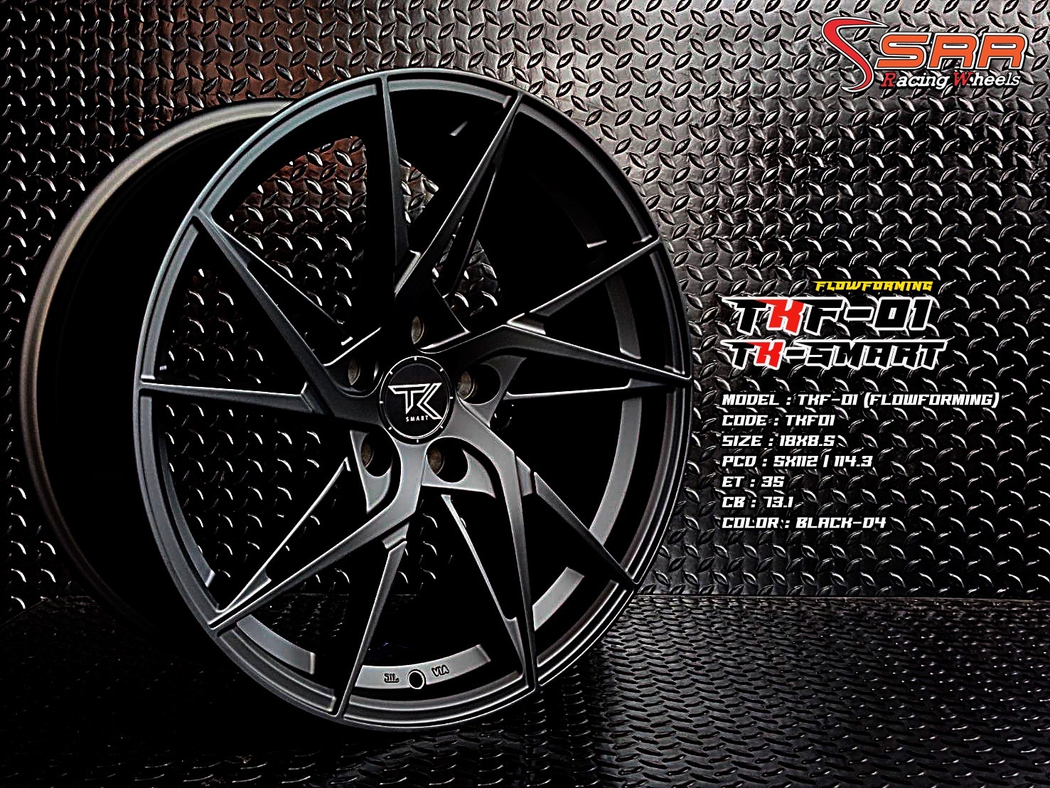 TKF01 18X8.5 5X112-114.3 35 BLACK-D4 (ดำด้าน)