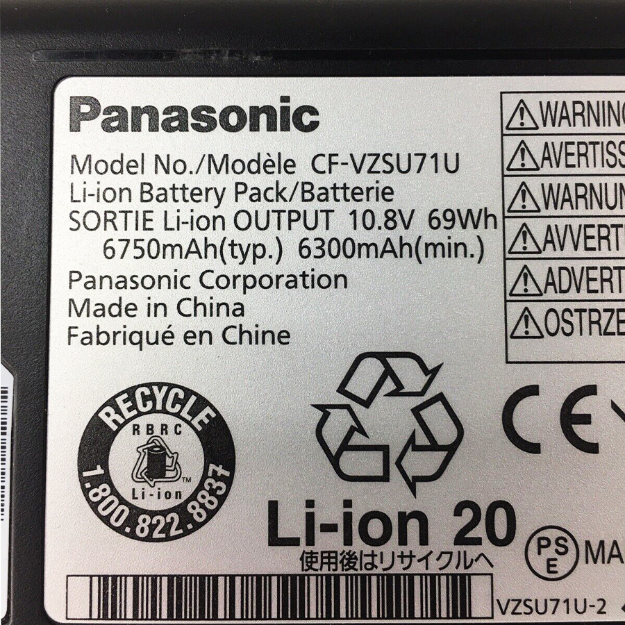 Battery Panasonic CF-VZSU71U 10.8V 69Wh Original ตรงรุ่น แบตเตอรี่ Panasonic CF-VZSU71R, TOUGHBOOK CF-30, CF-VZSU46 กำลังไฟ 69Wh ตรงรุ่น ตรงสเปค ลด ราคา พิเศษ