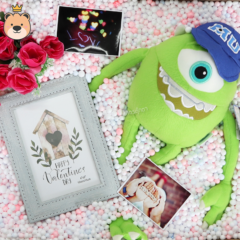 ของขวัญ เซอร์ไพรส์ เม็ดโฟม ตุ๊กตา ไมค์ 12นิ้ว พร้อม กรอบรูป (ขนาด4x6) ลิขสิทธิ์แท้100% ( ของขวัญเปิดฝา ขนาดครึ่งเอ )