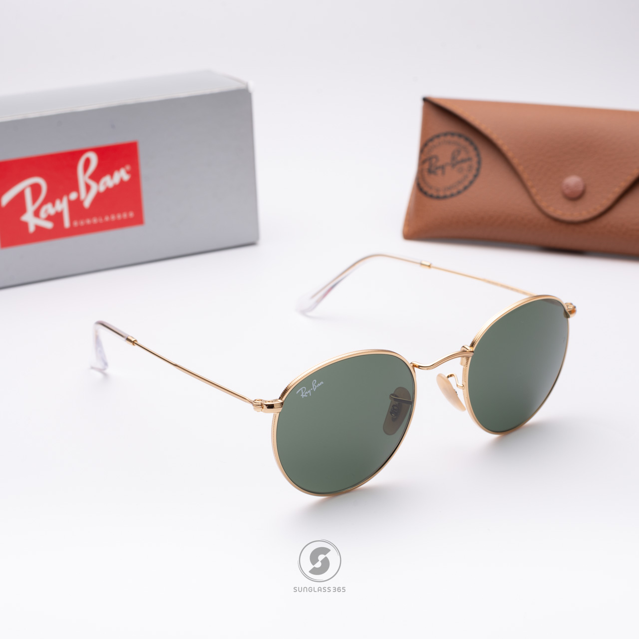 Ray-Ban RB3447 001 Round metal Gold frame G-15 lenses