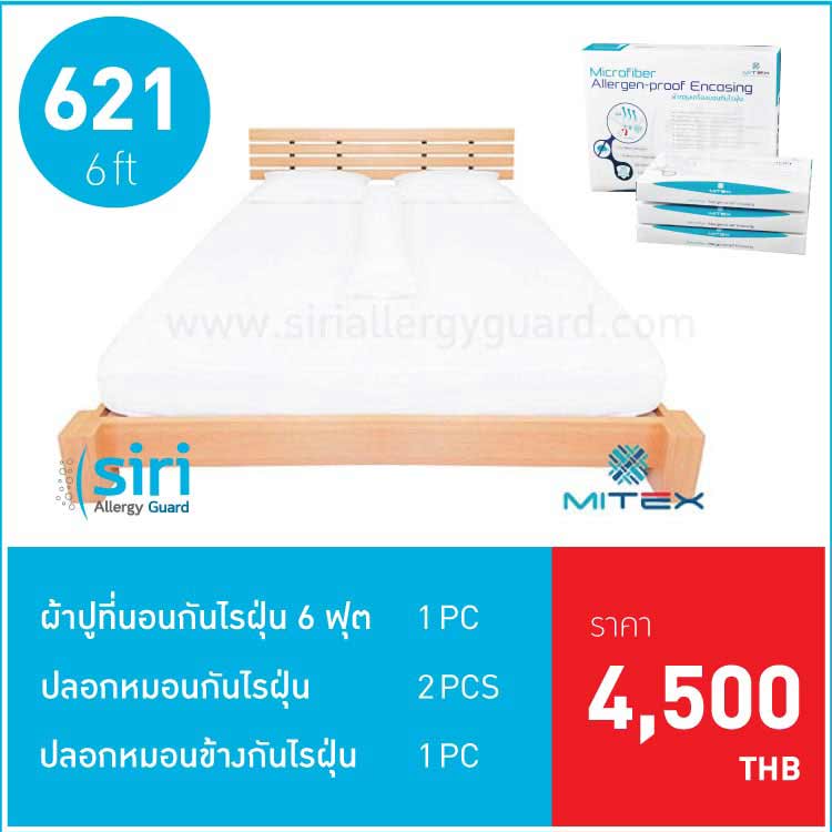 ผ้าปูที่นอนกันไรฝุ่น 6 ฟุต(621) Medium Set