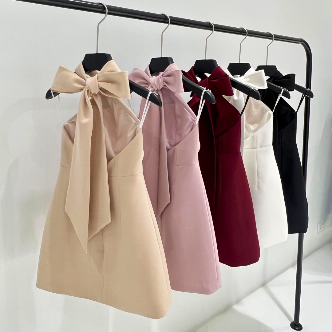 Lism D-093 Ribbon Charm Mini Dress ชุดเดรสผูกโบว์