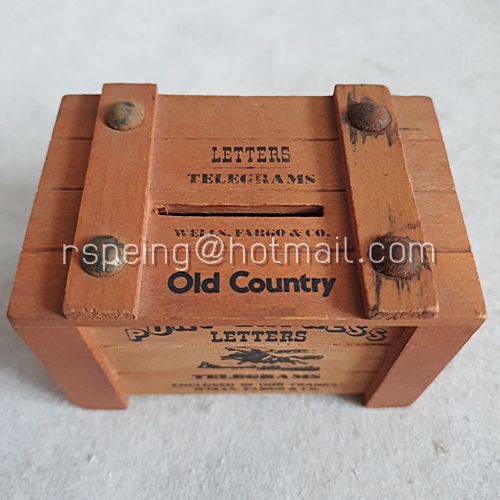 กระปุกออมสิน ลังไม้ Pony Express Letters Telegrams