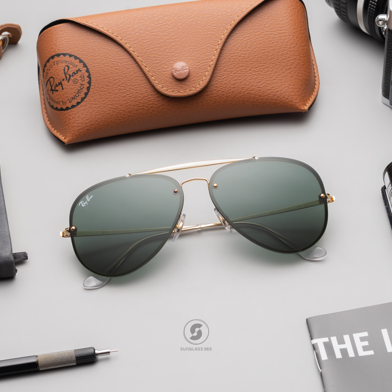 Ray Ban Aviator RB3584N 905071 GOLD Dark Green