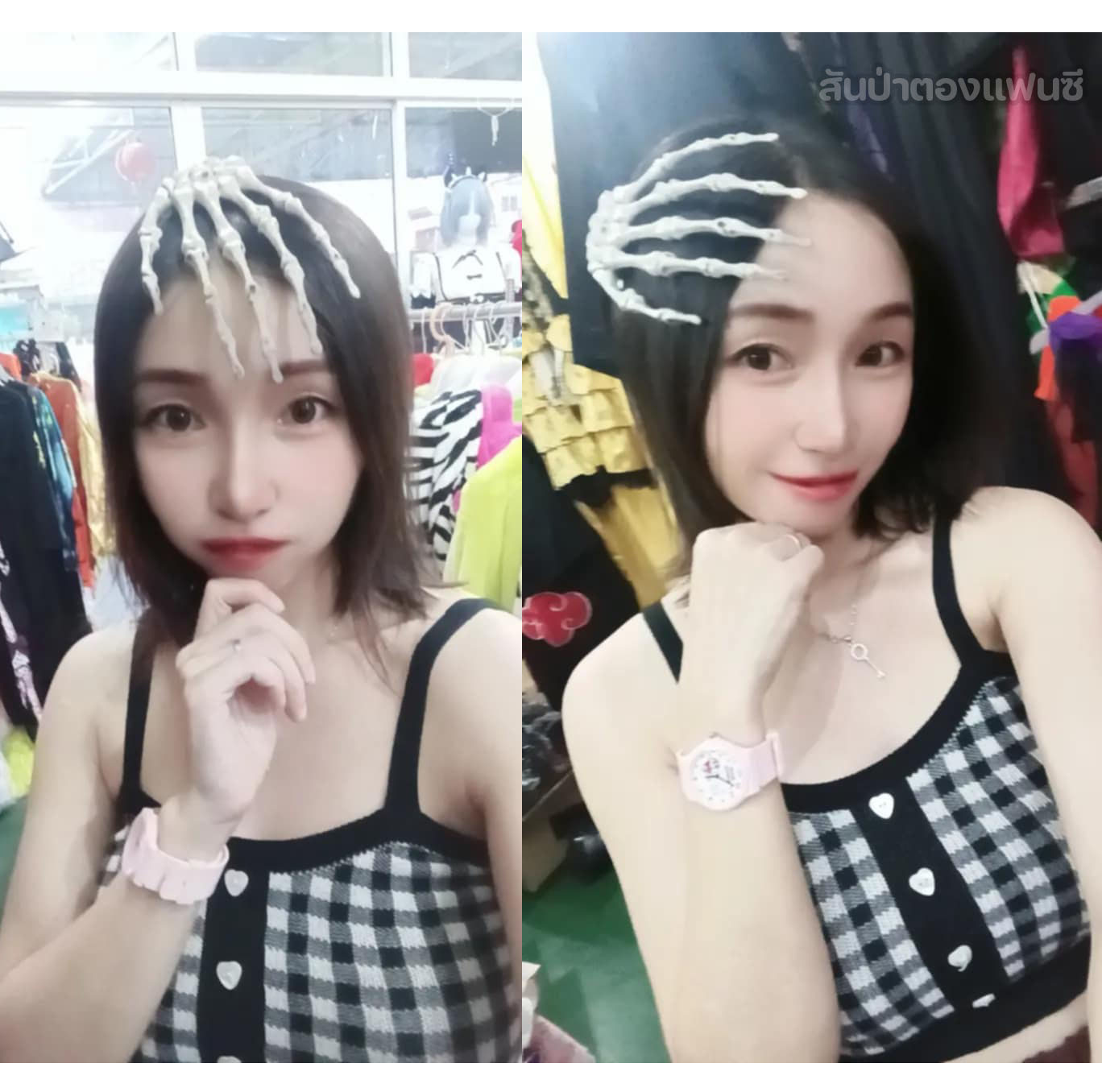 กิ๊บผีโครงกระดูก กิ๊บติดผมมือกระดูก ประดับผมฮาโลวีนโครงกระดูกสีขาว