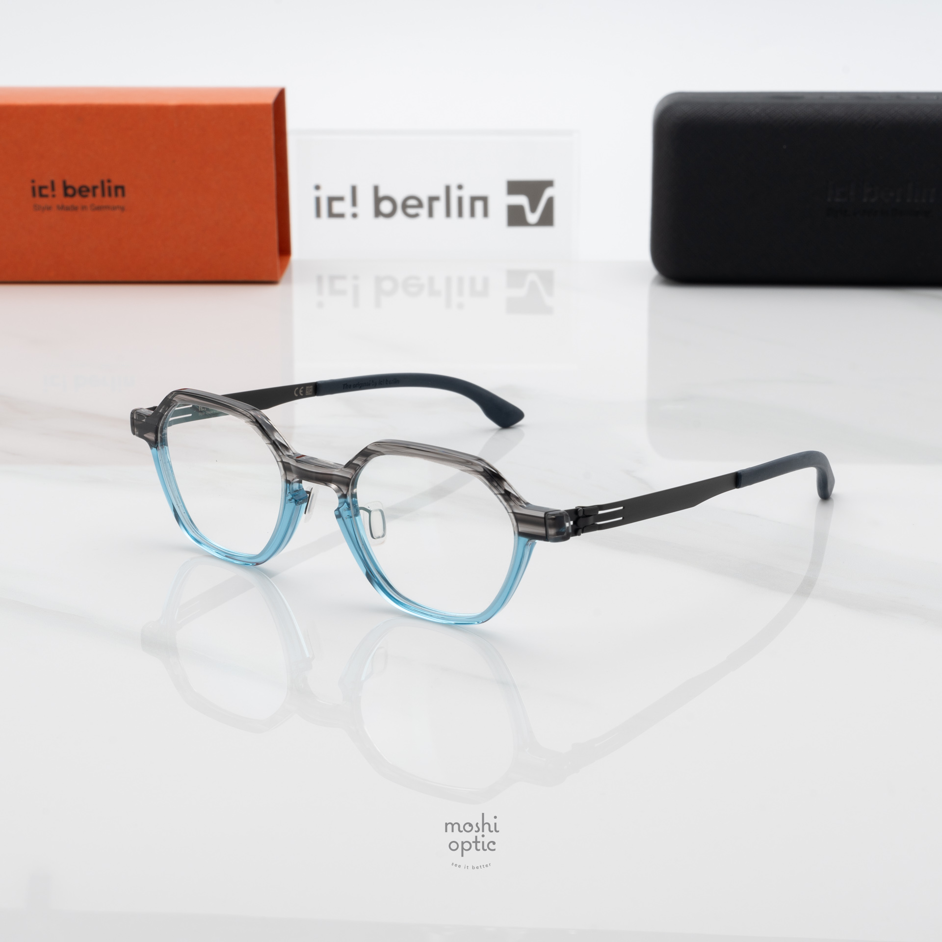 กรอบแว่น IC BERLIN Shirakawa-Go Stripe G. Grey Aqua