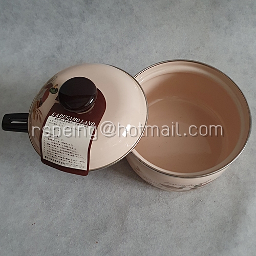 ชุดหม้ออีนาเมล 2 ใบ ลายนกเป็ดน้ำ Karugamo Land สีชมพูพาสเทล