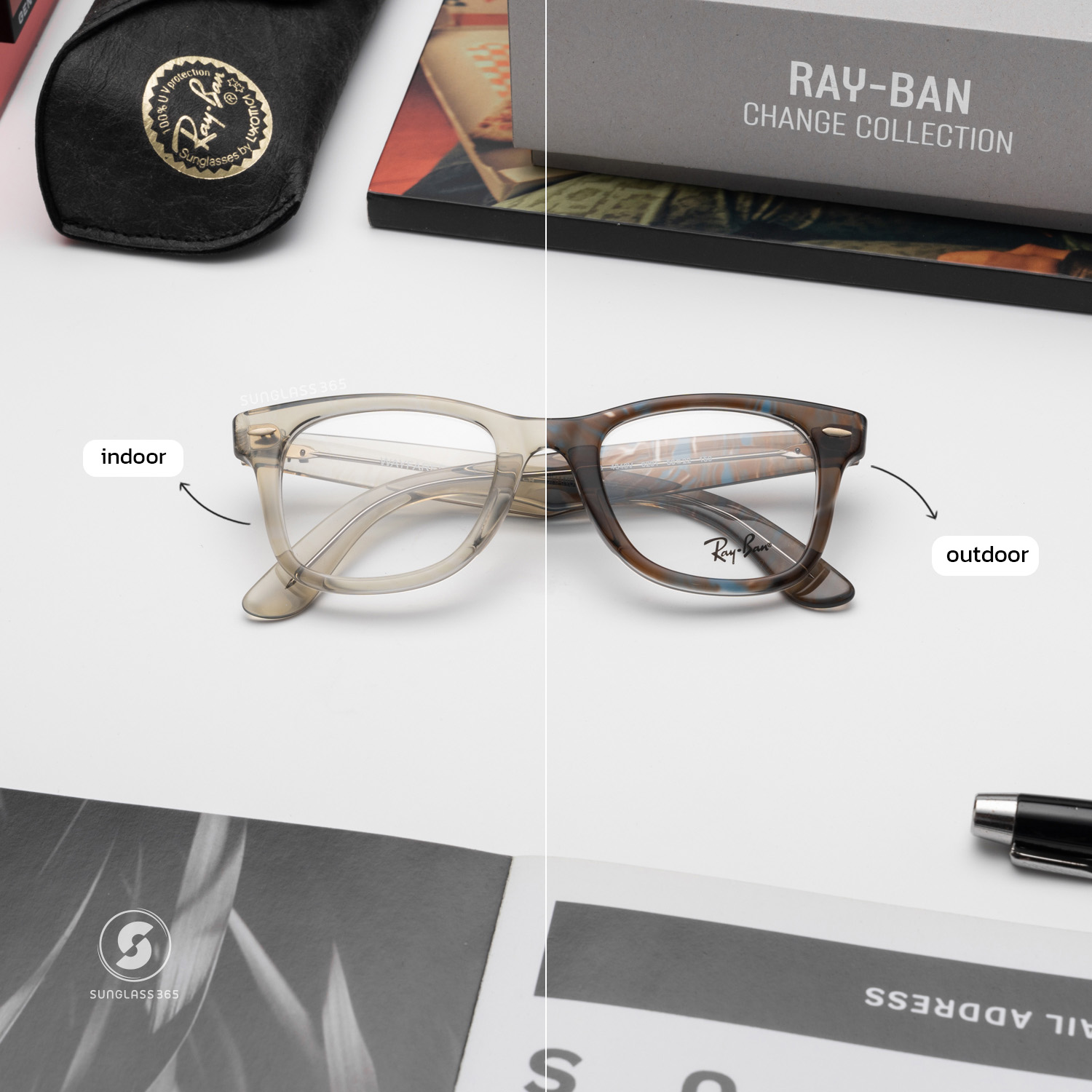 Ray-Ban Wayfarer Ease Change Collection RX4340V 8291 Photo Waves Grey