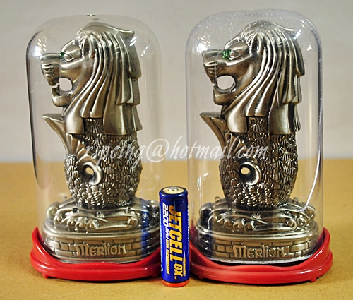 ส้อมจิ้มผลไม้ในกระปุกโลหะสิงโต Merlion