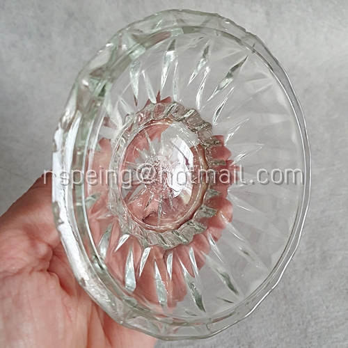 ชามแก้วใสและฝาปิดวินเทจ ลายเพชร อย่างหนา ชุดที่ 3