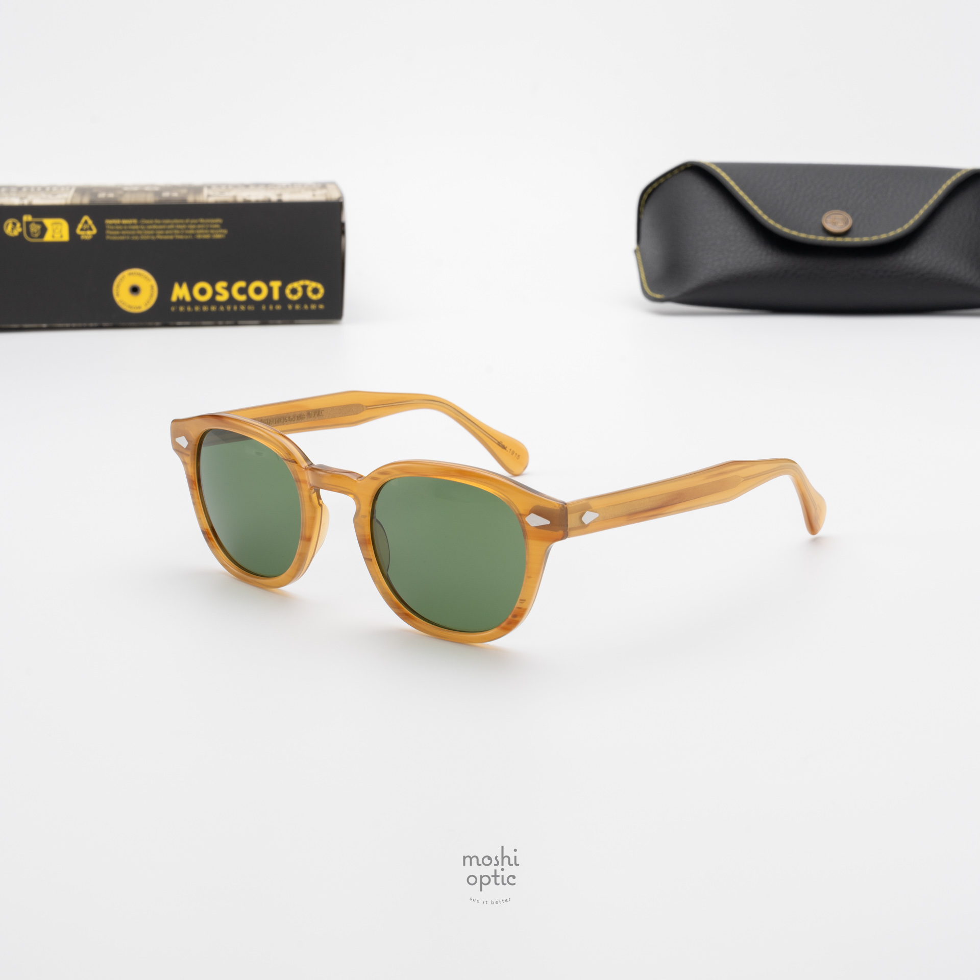 แว่นกันแดด Moscot Sun Lemtosh Blonde Calibar Green