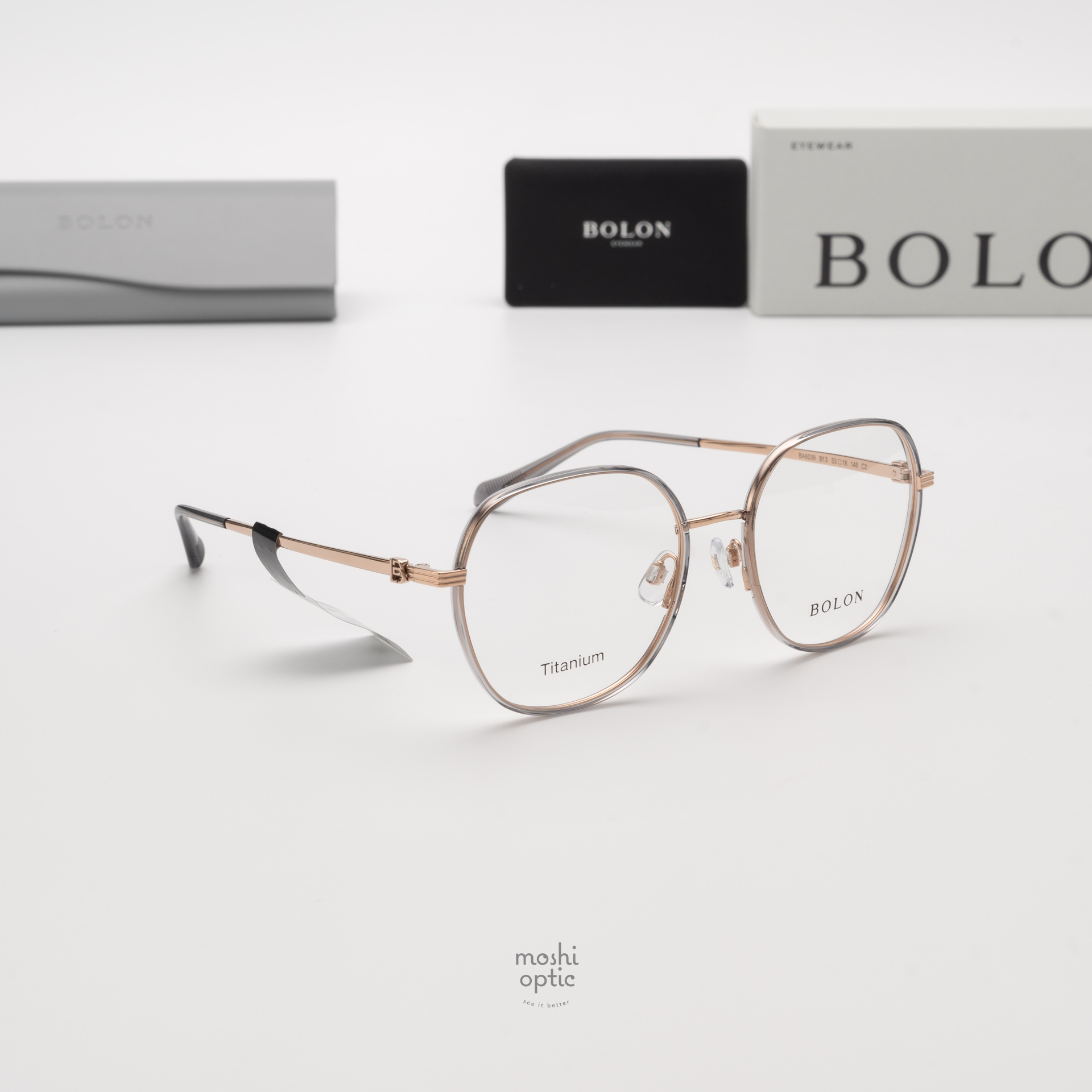 แว่นสายตา BOLON รุ่น NARA BA6039 B13 Rose Gold|Transparent Medium Grey