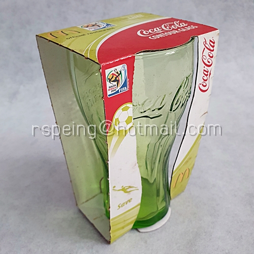 แก้วโค้กคอนทัวร์ Coke x Mcdonald Contour Glass Limited Edition South Africa 2010 สีเขียว