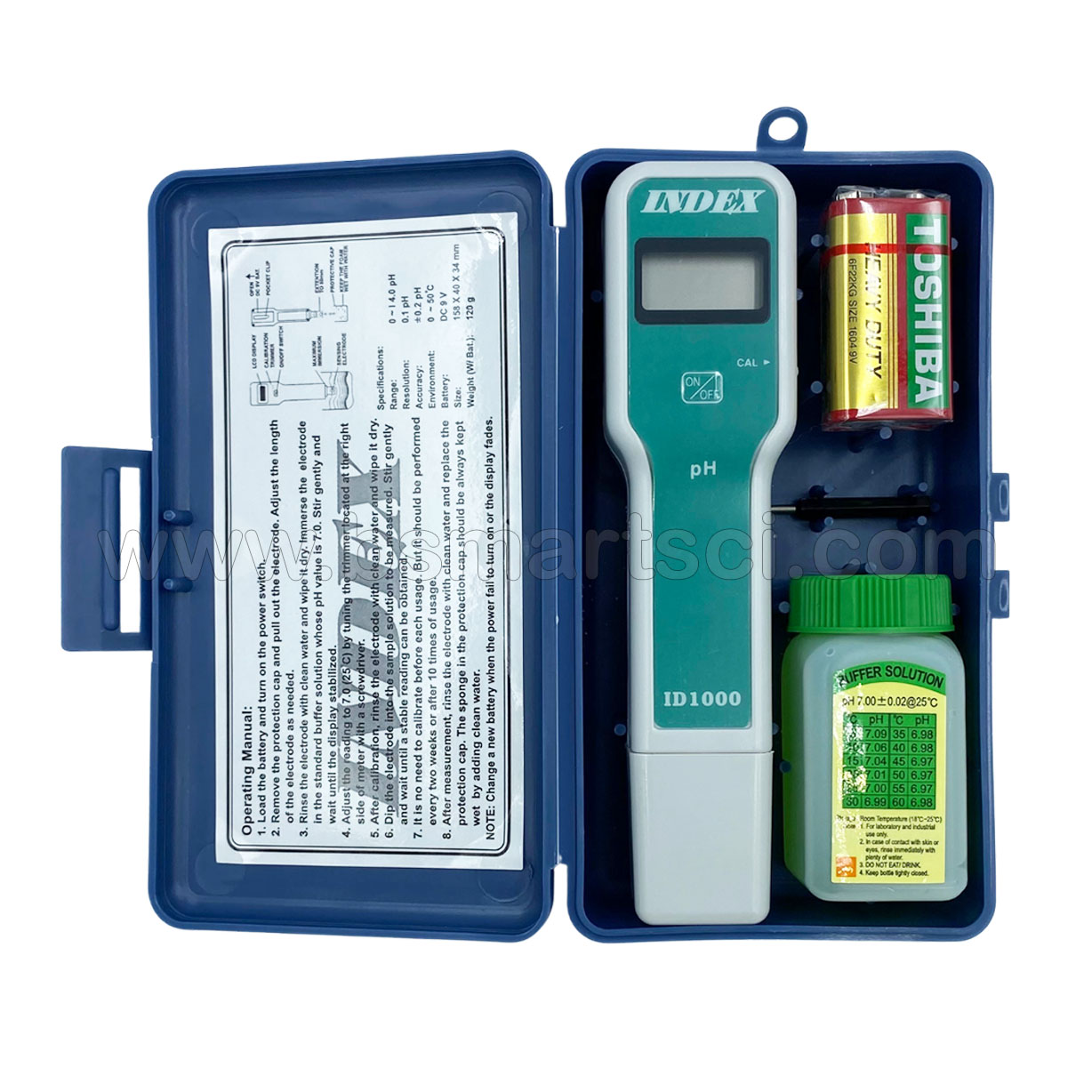 ปากกาวัดค่าpH 0-14 / เครื่องวัดค่ากรดด่าง แบบปากกา Pocket pH Tester ยี่ห้อ INDEX รุ่น ID 1000