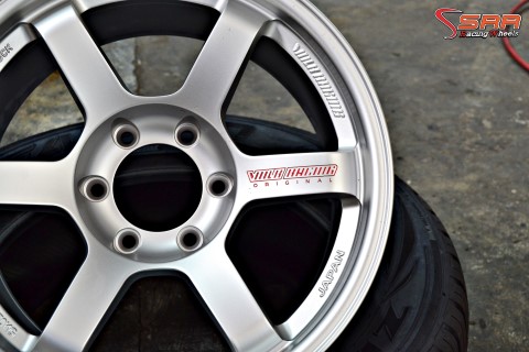 ล้อซิ่ง สายคลีน TE37SUV หยอดแดง สีซิลเวอร์