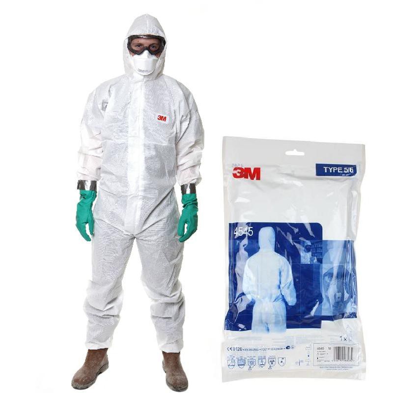 ชุด PPE 3M4545 Coverall Type 5/6 ชุดป้องกันฝุ่นละอองและสารเคมี