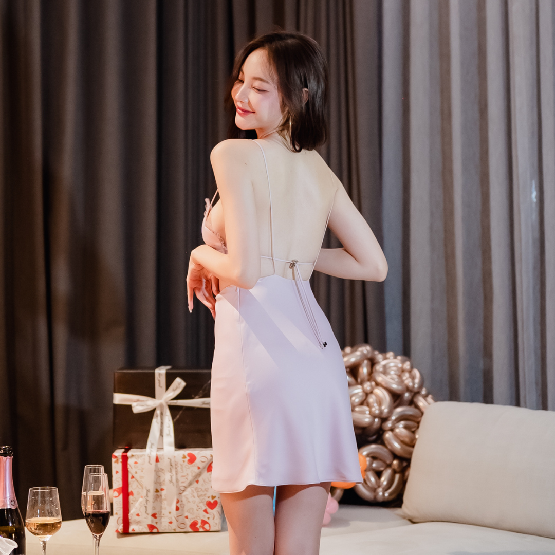 Lism D-091 Mini Heart Dress ชุดเดรสซาติน