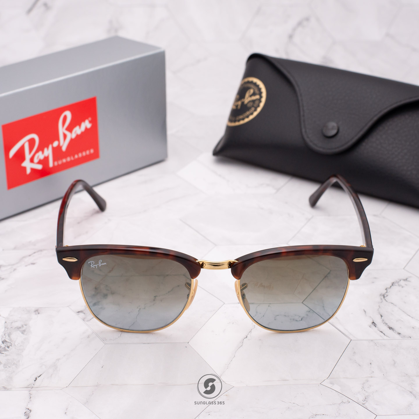 RayBan RB3016 990/9J Clubmaster Shiny Red/Havana