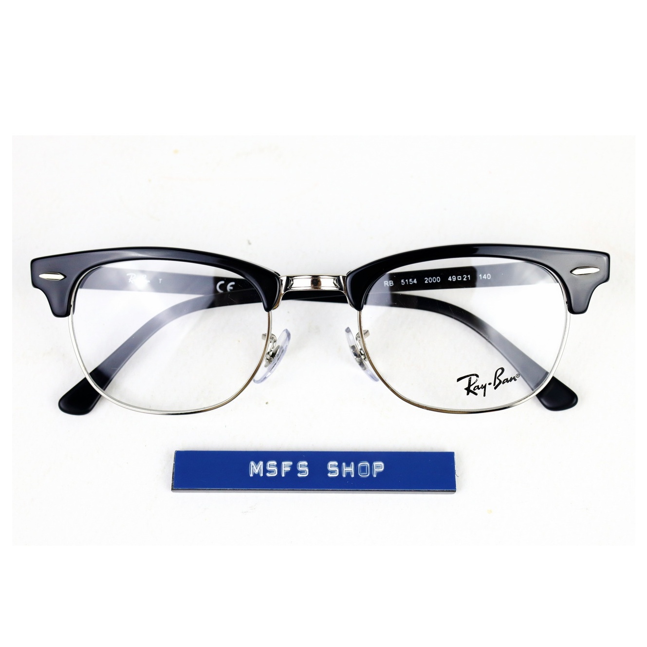 [มือสอง] RayBan Clubmaster RB5154 สีดำเงา 49mm ของแท้ กรอบแว่นสายตามือสองสภาพดี