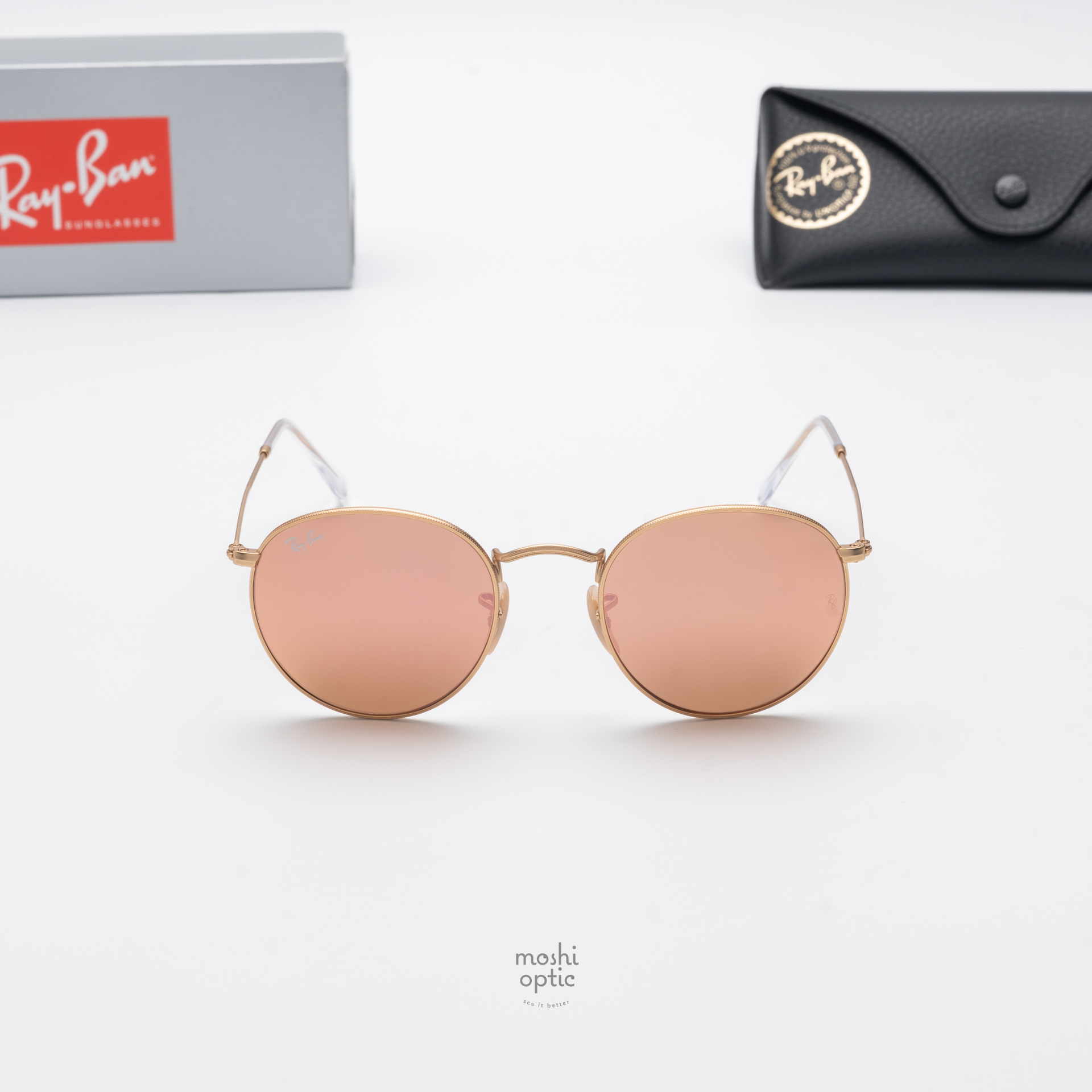 Ray Ban RB3447 112/Z2 Round metal pink mirror